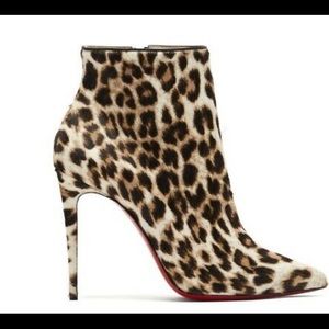 Christian Louboutin So Kate Booty Black White Leopard Ankle Boot 38.5 Worn Twice